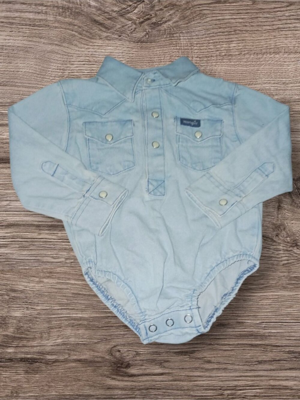 Wrangler Baby Western Denim Bodysuit Snap Shirt 6-9 Months